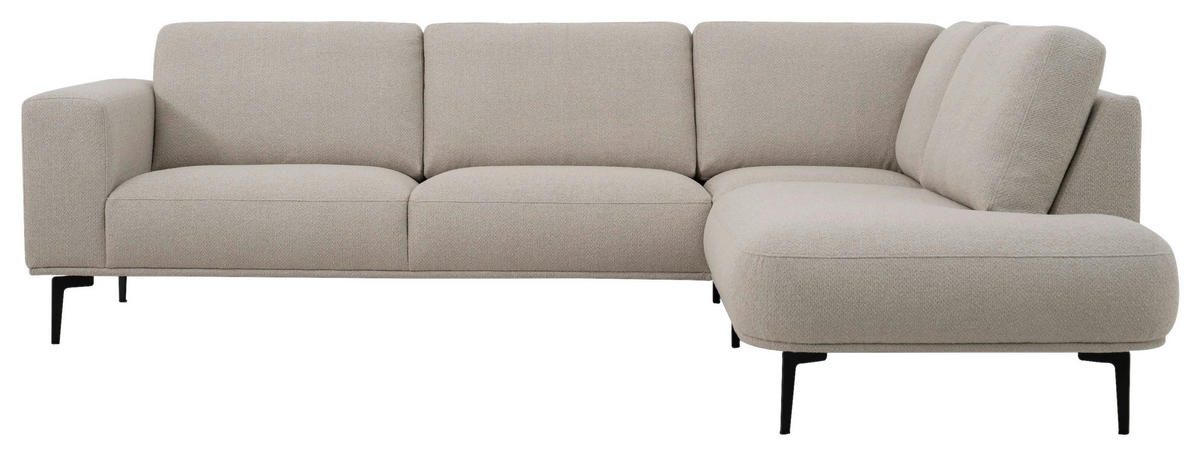 SOFFA i chenille beige  - beige/svart, Klassisk, metall/trä (213/397cm) - Pure Home Comfort