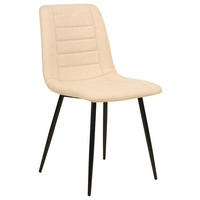 STUHL  in Eisen Leinenoptik Holz, Metall, Textil  - Beige/Schwarz, Design, Holz/Textil (45/86/55cm)