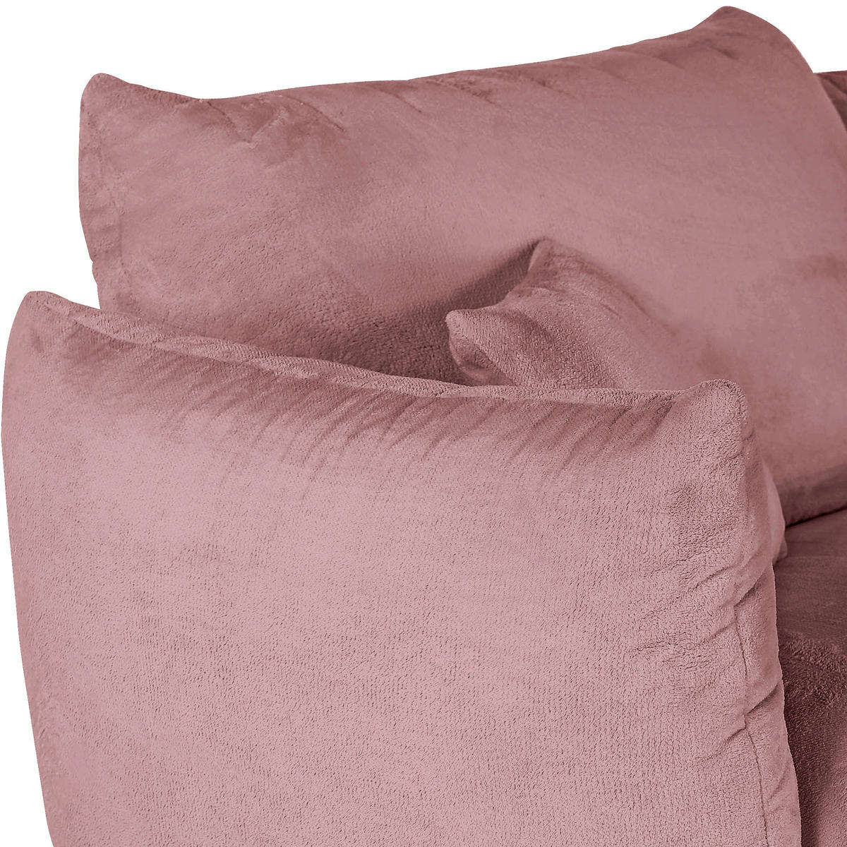 BIG SOFFA i plysch rosa  - svart/rosa, Klassisk, textil/plast (240/78/107cm) - MID.YOU