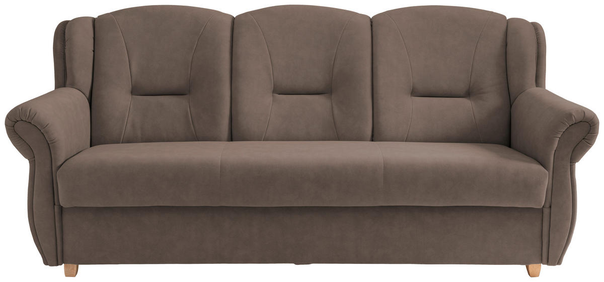 3-SITZER-SOFA Mikrofaser Braun  - Wildeiche/Braun, Konventionell, Holz/Textil (220/98/90cm) - Livetastic