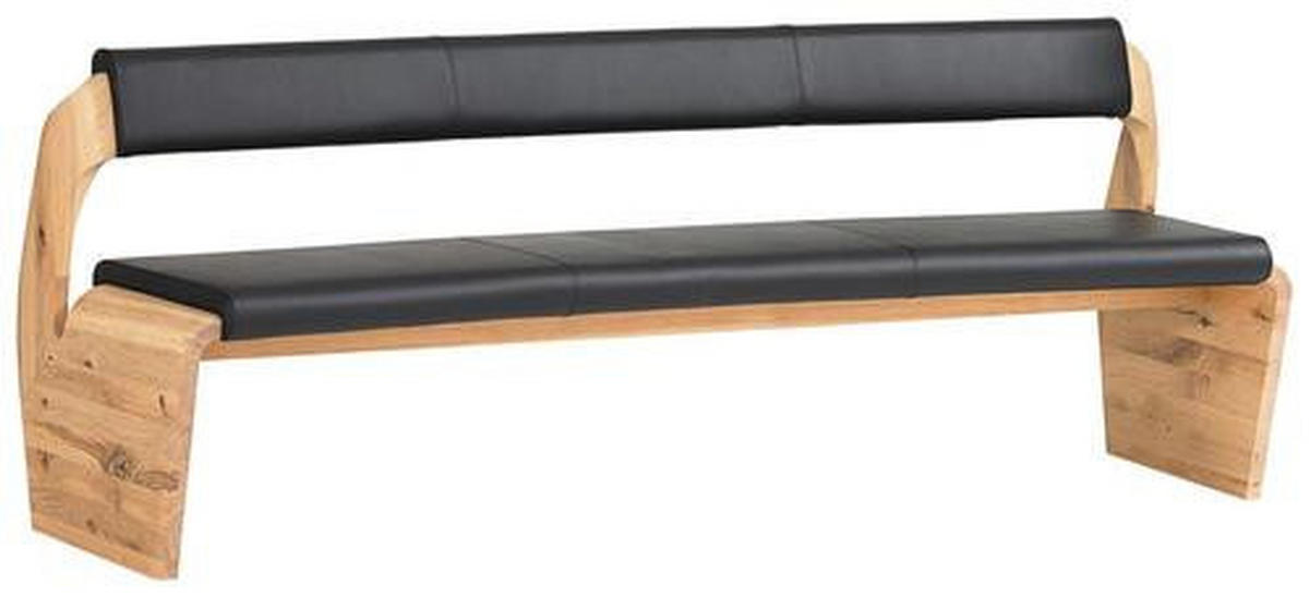 SEDACÍ LAVICE, dub, černá, barvy dubu - barvy dubu/černá, Natur, dřevo/kůže (227/84/70cm) - Voglauer