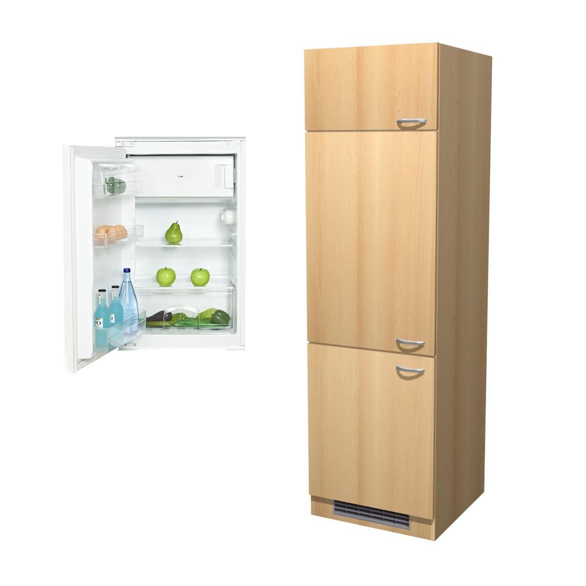 GERÄTEUMBAUSCHRANK 60/200/57 cm  in Buchefarben  - Edelstahlfarben/Buchefarben, MODERN, Holzwerkstoff/Kunststoff (60/200/57cm) - FlexWell