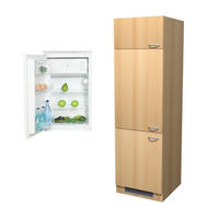 GERÄTEUMBAUSCHRANK 60/200/57 cm  in Buchefarben  - Edelstahlfarben/Buchefarben, MODERN, Holzwerkstoff/Kunststoff (60/200/57cm) - FlexWell