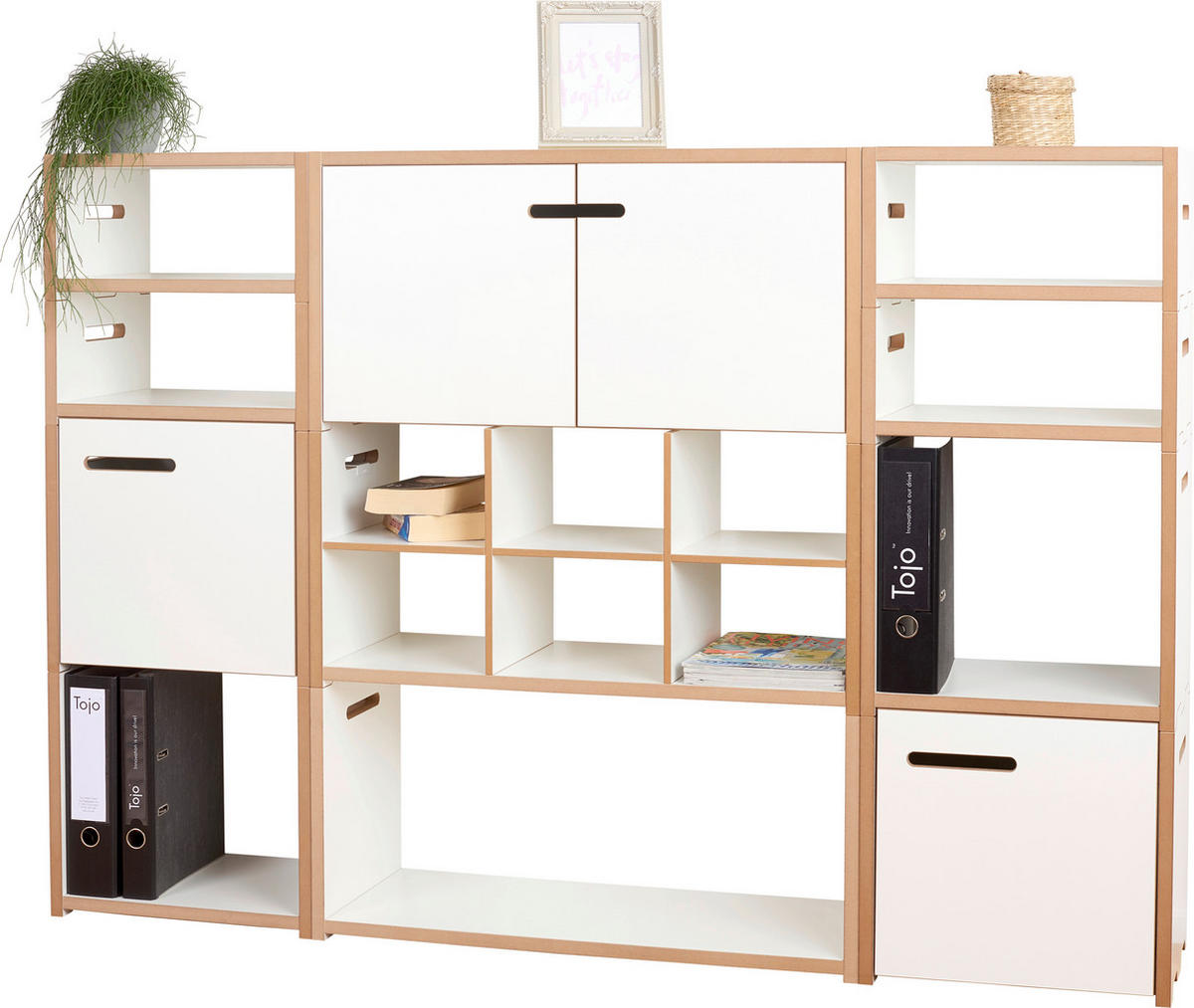 REGAL Buchefarben, Weiß  - Buchefarben/Weiß, MODERN, Holzwerkstoff (156/108,7/32cm) - Tojo