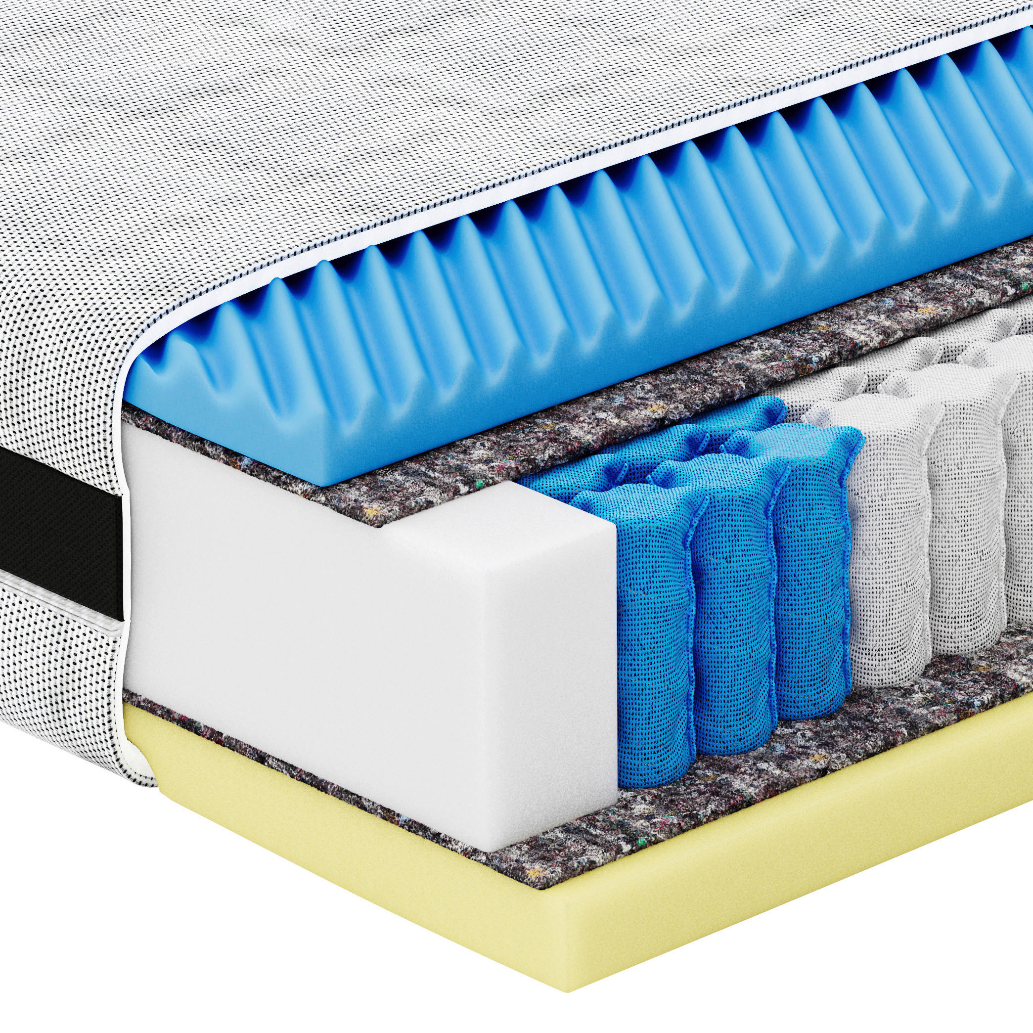 TASCHENFEDERKERNMATRATZE 180/200 cm, Höhe ca.: 26 cm, H3 = fest, 7-Zonen - Grau, Basics, Textil (180/200cm) - Esposa