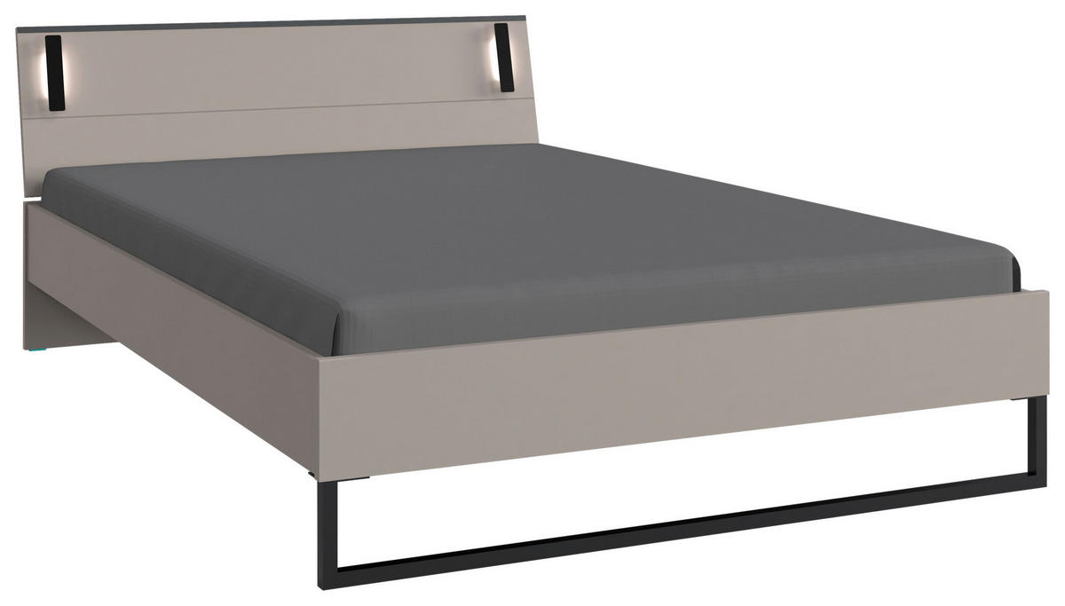 BETT 140/200 cm  in Graphitfarben, Sahara  - Schwarz/Graphitfarben, Design, Metall (140/200cm) - Carryhome