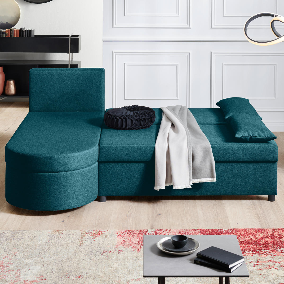 ECKSOFA in Webstoff Türkis  - Türkis/Anthrazit, Konventionell, Kunststoff/Textil (159/196cm) - Ti'me