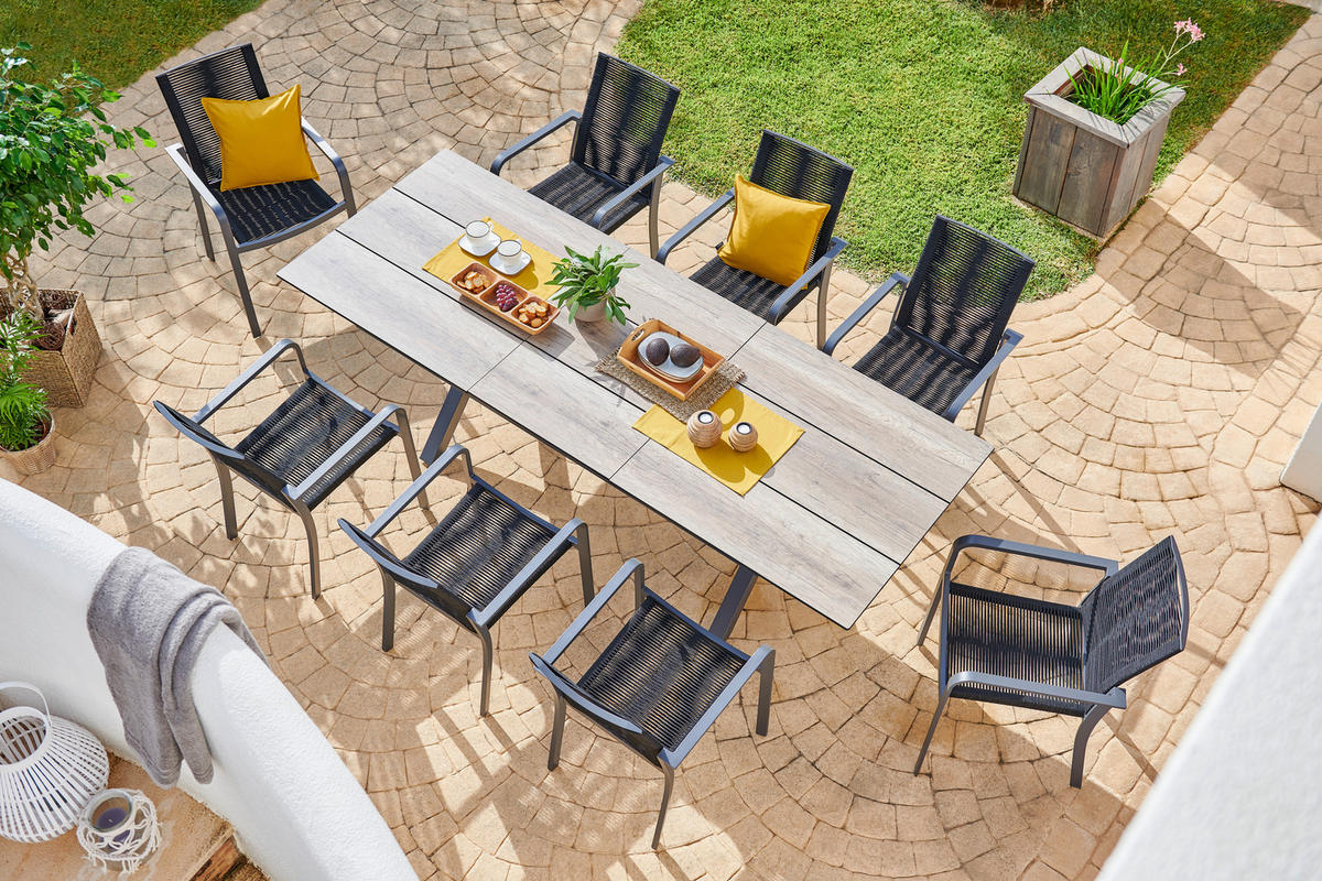 GARTENTISCH 180 -240/89/75 cm  - Anthrazit/Braun, MODERN, Kunststoff/Metall (180 -240/89/75cm) - Amatio