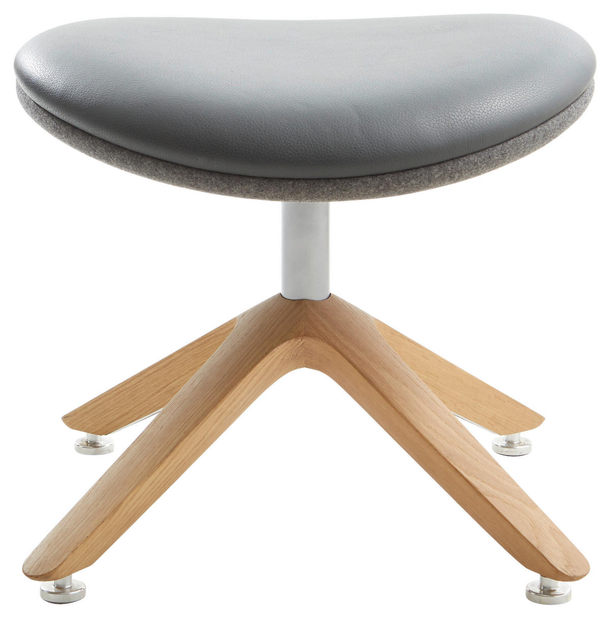 HOCKER Echtleder Wildeiche Anthrazit, Grau, Eichefarben  - Eichefarben/Anthrazit, Natur, Leder/Holz (52/45/51cm) - Voglauer