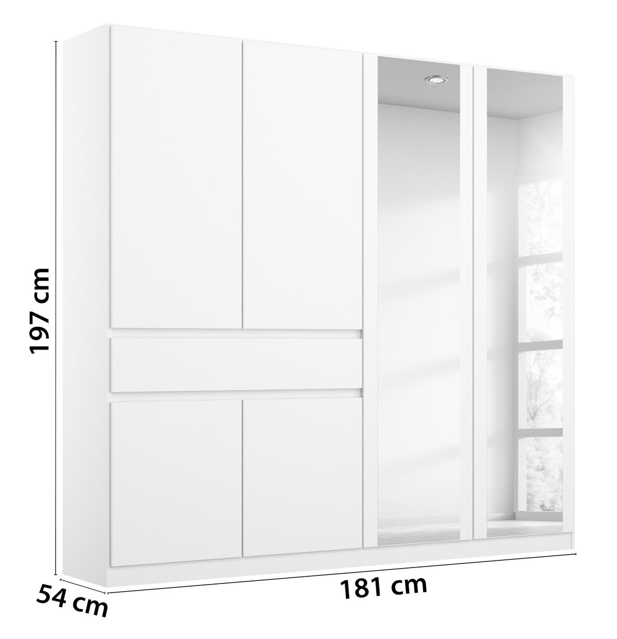 DREHTÜRENSCHRANK in Weiss  - Weiss, Design, Glas/Holzwerkstoff (181/197/54cm) - Rauch Möbel