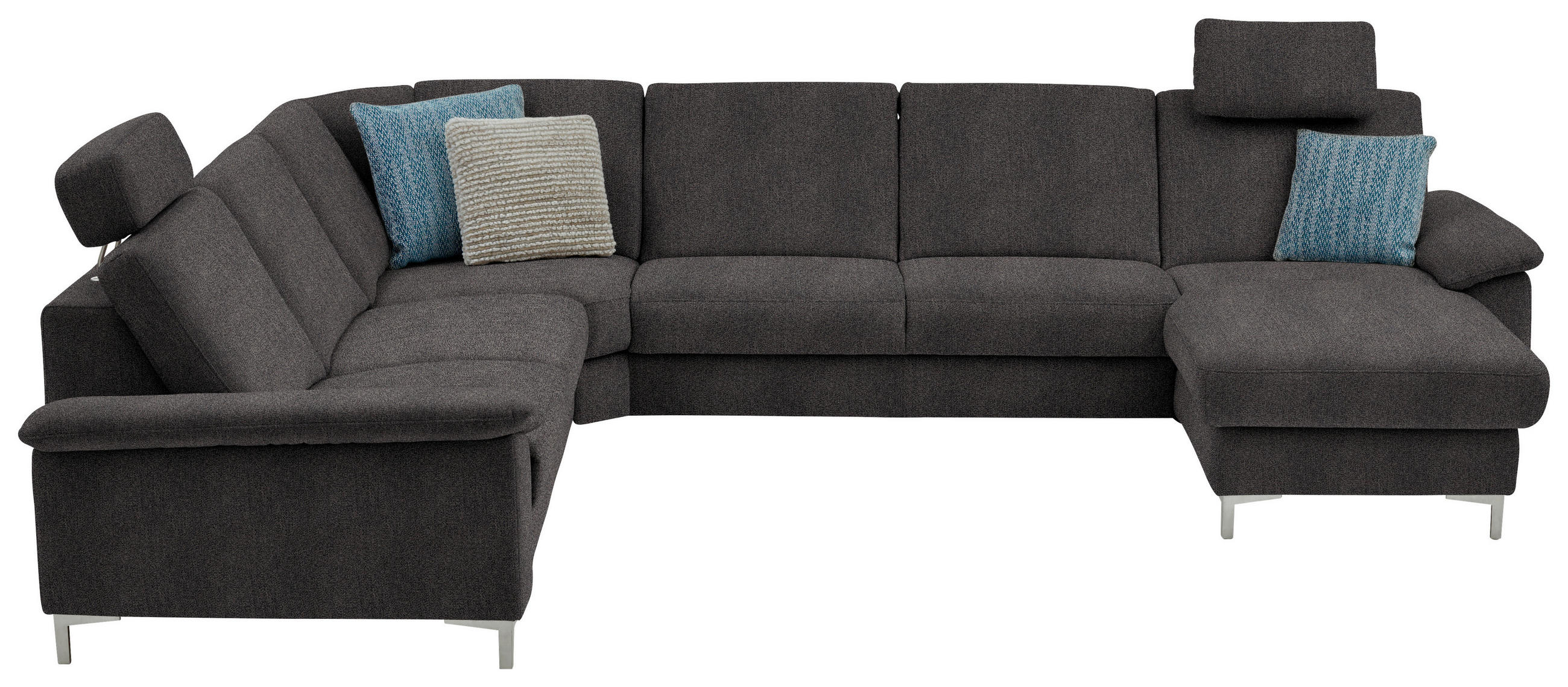 WOHNLANDSCHAFT  in Chenille Graubraun  - Graubraun/Alufarben, Design, Textil/Metall (265/333/170cm) - Dieter Knoll