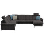 WOHNLANDSCHAFT  in Chenille Graubraun  - Graubraun/Alufarben, Design, Textil/Metall (265/333/170cm) - Dieter Knoll