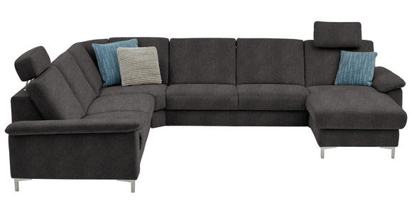 WOHNLANDSCHAFT  in Chenille Graubraun  - Graubraun/Alufarben, Design, Textil/Metall (265/333/170cm) - Dieter Knoll