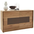 SIDEBOARD  in 164/95,8/44,2 cm  - Wildeiche/Schwarz, Natur, Glas/Holz (164/95,8/44,2cm) - Valnatura