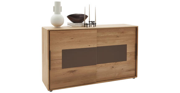 SIDEBOARD  in 164/95,8/44,2 cm  - Wildeiche/Schwarz, Natur, Glas/Holz (164/95,8/44,2cm) - Valnatura
