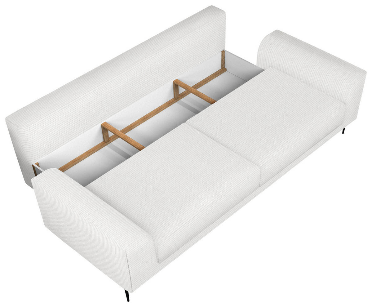 SCHLAFSOFA in Cord Ecru  - Ecru/Schwarz, Design, Textil/Metall (250/89/105cm) - Welnova