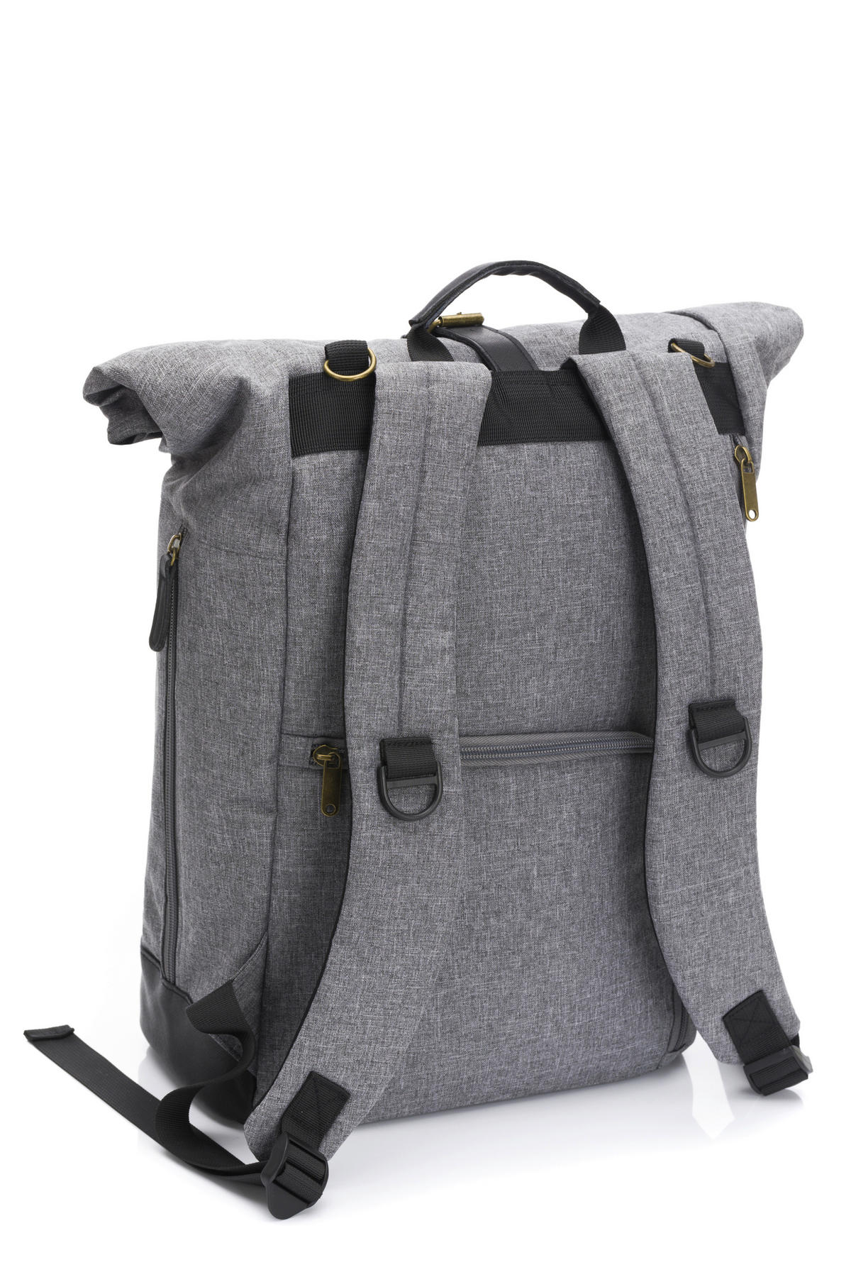 WICKELRUCKSACK  - Schwarz/Grau, Basics, Leder/Textil (53/39/16cm) - Fillikid