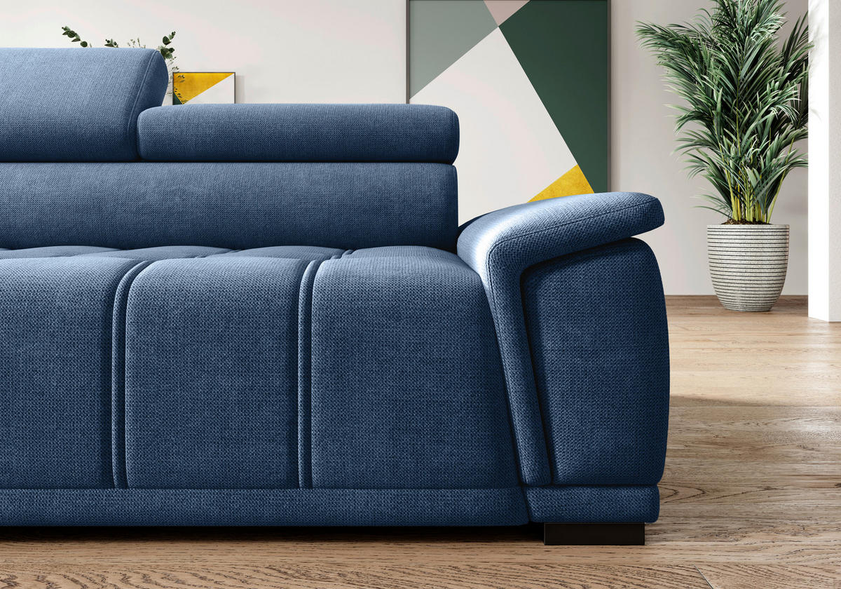 HÖRNSOFFA i chenille, vävt tyg mörkblå  - svart/mörkblå, Modern, textil/plast (206/283cm) - MID.YOU