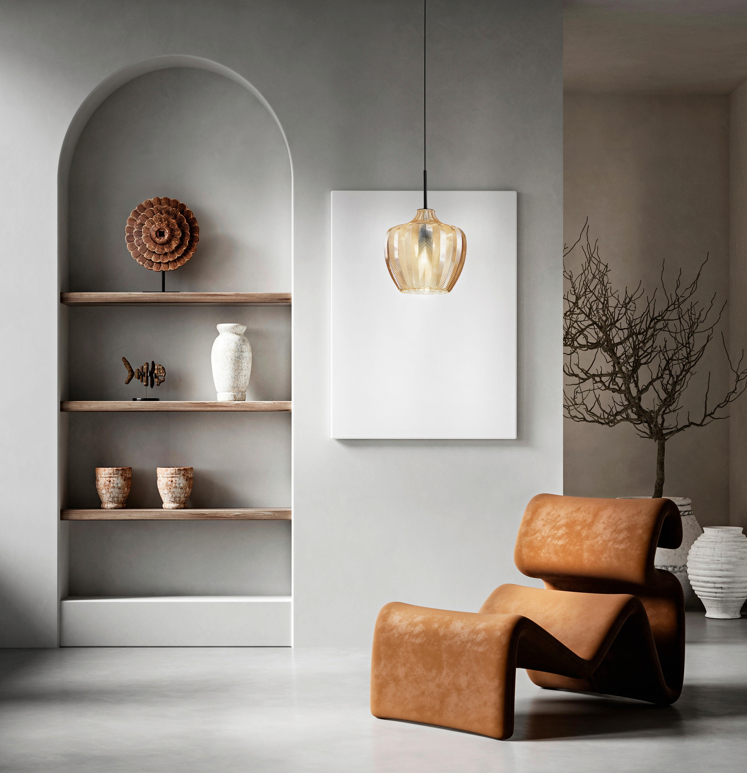 PENDELLEUCHTE Gallura 25/200 cm   - Schwarz, Design, Glas/Metall (25/200cm) - Fabas Luce