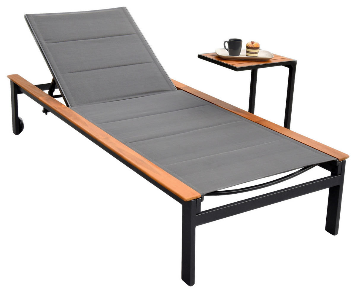 GARTENLIEGE 198/103/84 cm  - Graphitfarben/Naturfarben, MODERN, Holz/Kunststoff (198/103/84cm) - Gardenson