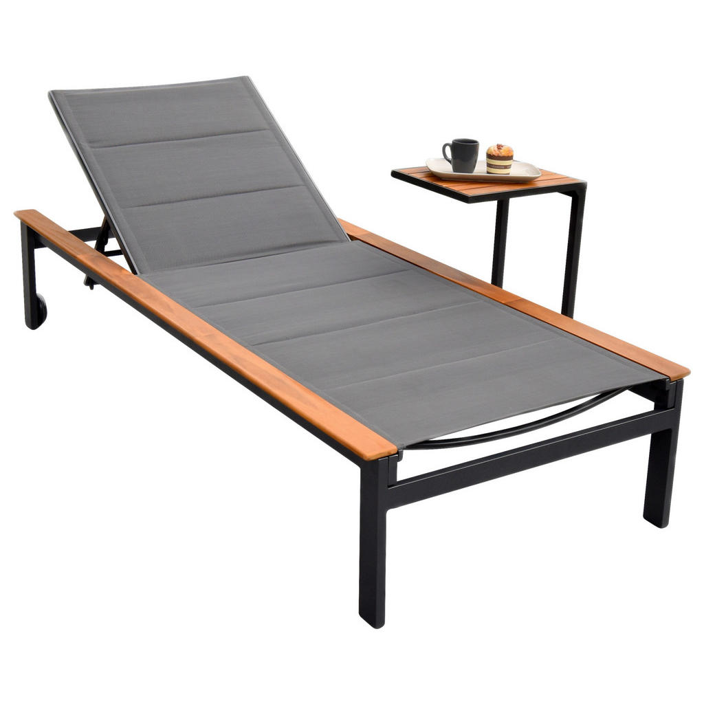 Sonnenliege Paxos Akazienholz/ /metall/kunststoff Mit Rollen