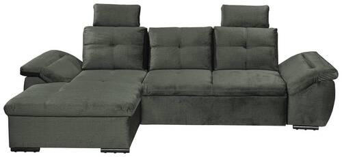 ECKSOFA in Mikrovelours Dunkelgrün  - Dunkelgrün/Schwarz, Konventionell, Kunststoff/Textil (170/275cm) - Carryhome