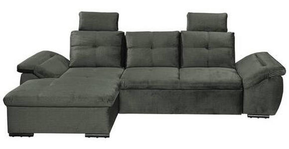 ECKSOFA in Mikrovelours Dunkelgrün - Dunkelgrün/Schwarz, KONVENTIONELL, Kunststoff/Textil (170/275cm) - Carryhome