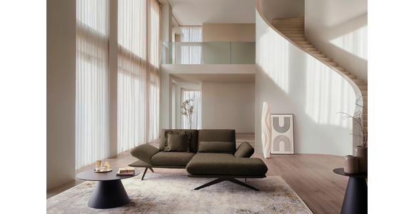 ECKSOFA  in Flachgewebe Dunkelbraun Rücken echt, Armteilverstellung, Relaxfunktion  234/155 cm  - Dunkelbraun/Schwarz, Design, Textil/Metall (234/155cm) - Dieter Knoll