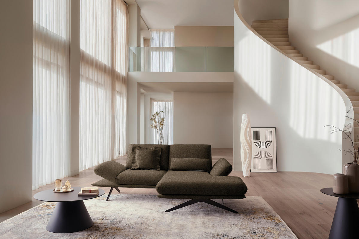 ECKSOFA Flachgewebe Dunkelbraun  - Dunkelbraun/Schwarz, Design, Textil/Metall (234/155cm) - Dieter Knoll