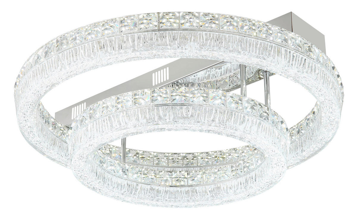 LED-DECKENLEUCHTE 60/19,5 cm   - Klar/Chromfarben, KONVENTIONELL, Glas/Kunststoff (60/19,5cm) - Globo