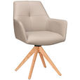 ARMLEHNSTUHL  in Echtleder pigmentiert  - Taupe/Eichefarben, Design, Leder/Holz (60/87,5/63,5cm) - Novel
