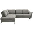 ECKSOFA in Chenille Silberfarben  233/288 cm  - Silberfarben/Schwarz, Natur, Textil/Metall (233/288cm) - Valnatura