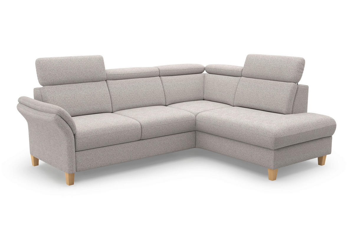 ECKSOFA GLENDALE E Silberfarben Chenille  - Eichefarben/Silberfarben, KONVENTIONELL, Holz/Textil (247/193cm) - Sit & More