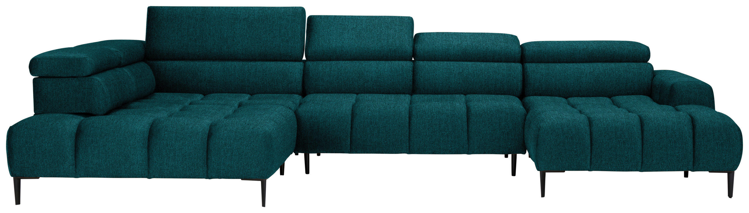 WOHNLANDSCHAFT in Webstoff Petrol  - Petrol/Schwarz, Design, Textil/Metall (216/385/177cm) - Welnova