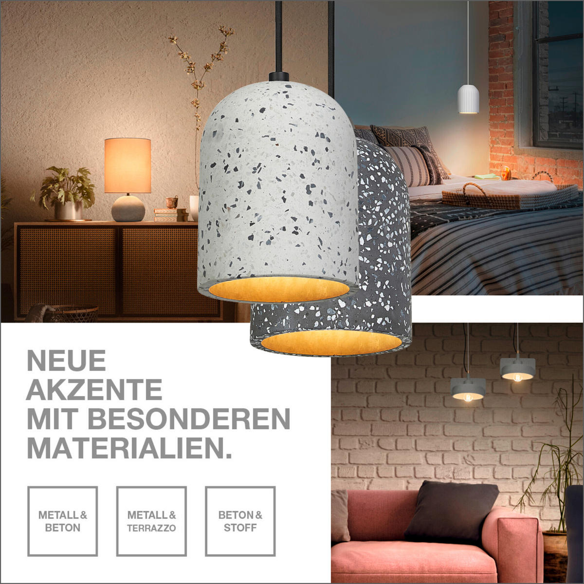 PENDELLEUCHTE 32,5/121,5 cm   - Dunkelgrau, KONVENTIONELL, Stein/Metall (32,5/121,5cm) - Ledvance