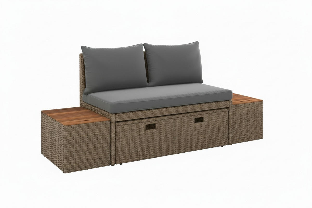 LOUNGE GARNITURA   drvo, metal, plastika, tekstil  siva, boje bagrema, tamno siva    - siva/boje bagrema, Moderno, drvo/metal (113/72/62,5cm) - Ambia Garden