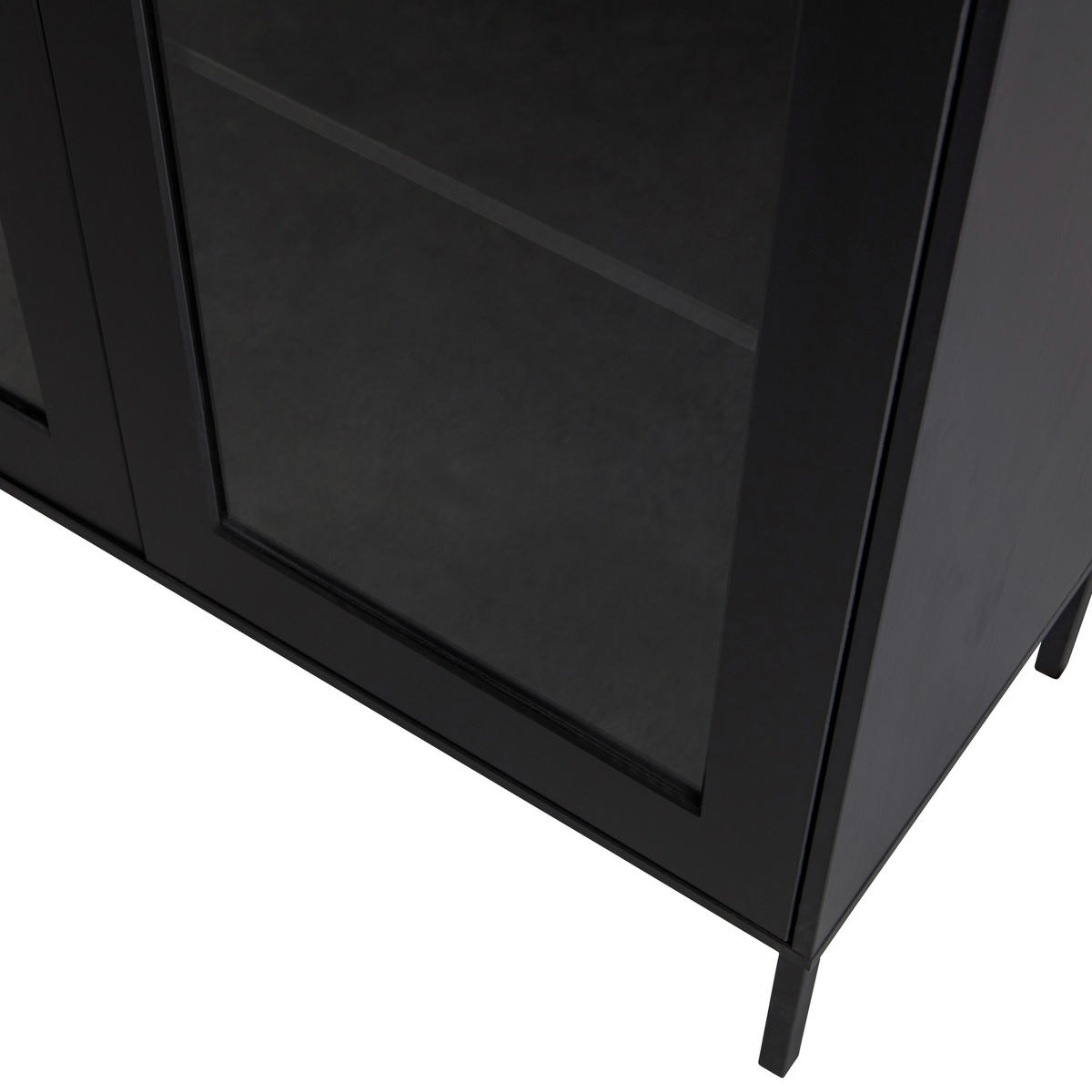 VITRINE  in massiv Kiefer Schwarz  - Schwarz, Design, Glas/Holz (100/155/40cm) - Livetastic