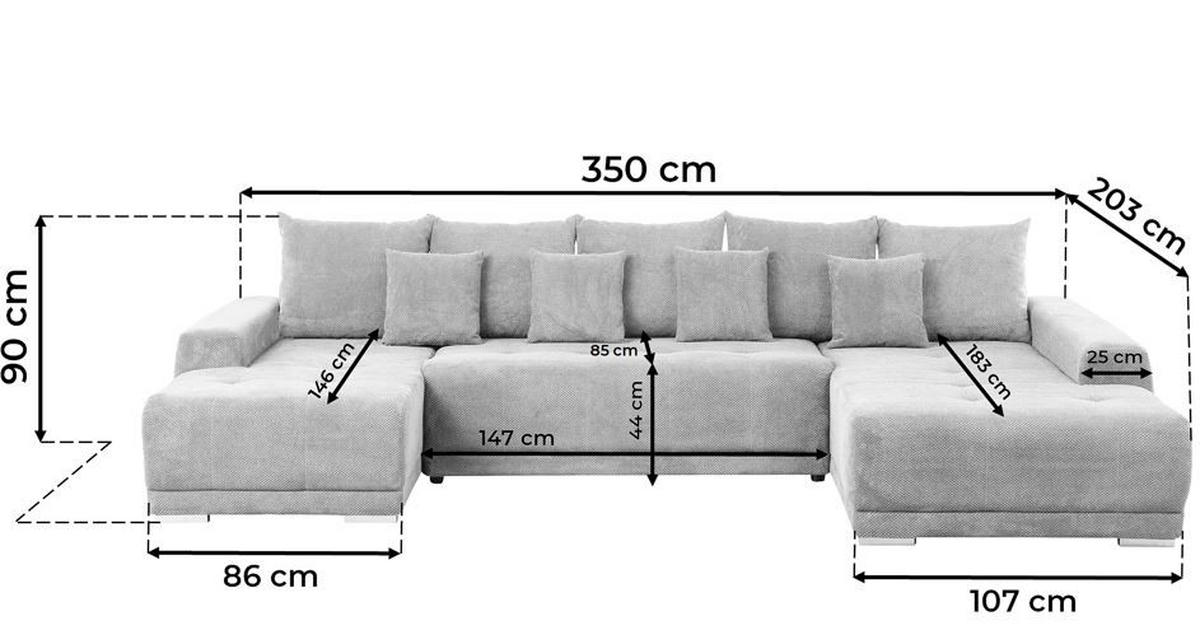 CANAPEA MODULARĂ textil bej  - argintiu/bej, Design, plastic/textil (180/350/203cm) - Carryhome