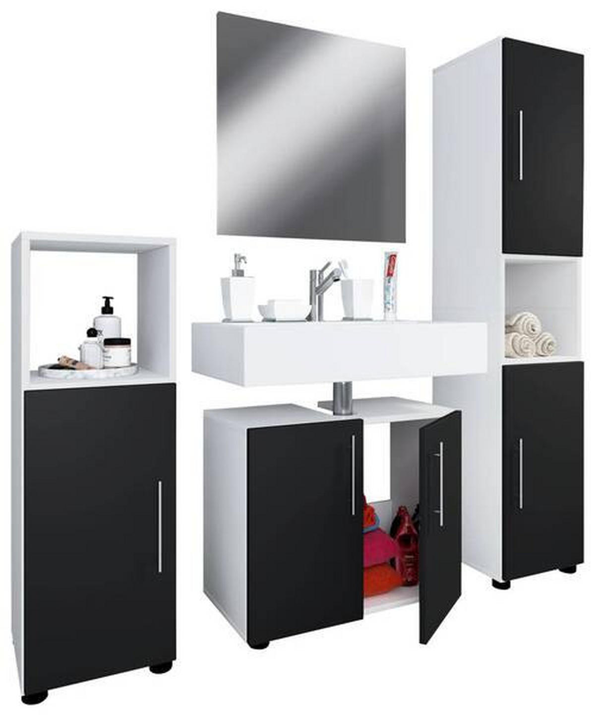 BADEZIMMER  in 122 cm  - Schwarz/Weiß, MODERN, Holzwerkstoff (122cm) - MID.YOU