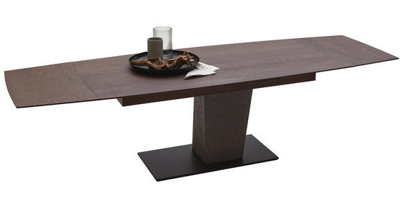 ESSTISCH Kerneiche massiv bootsförmig Anthrazit, Braun, Grau - Anthrazit/Braun, Natur, Holz/Metall (190(290)/88-95/76cm) - Valnatura