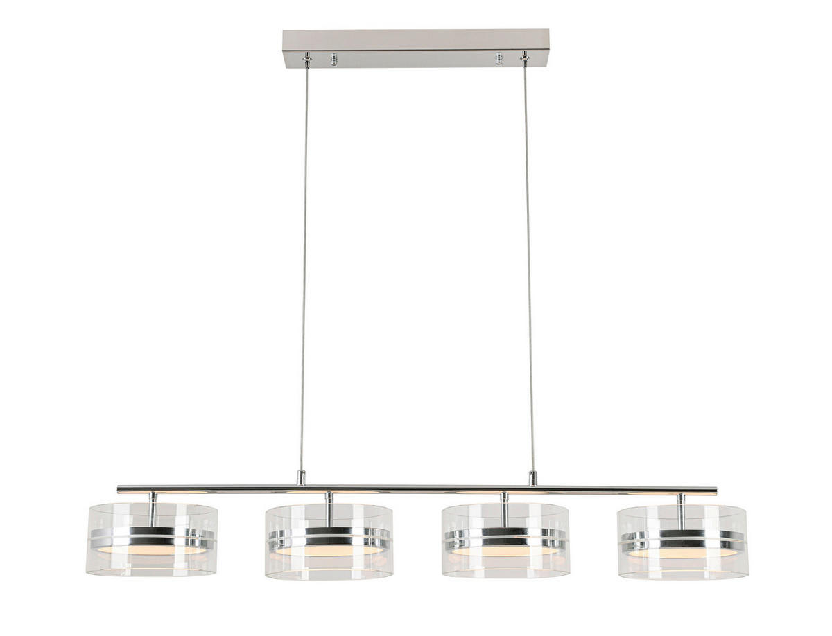 LED-HÄNGELEUCHTE Luca 93/18/120 cm   - Chromfarben, Design, Glas/Kunststoff (93/18/120cm) - Novel