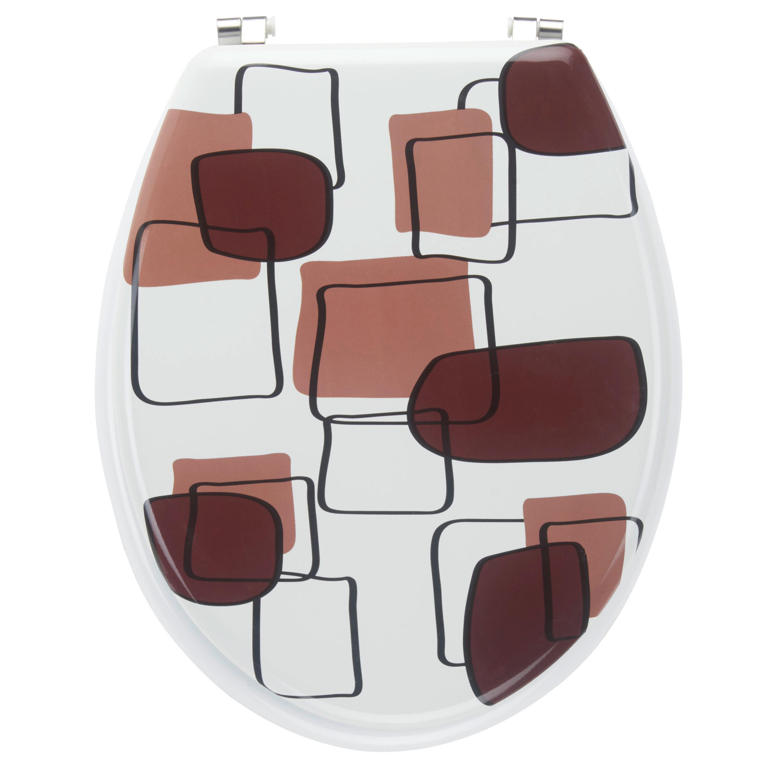 WC-SITZ Braun, Weiß  - Braun/Weiß, Basics, Kunststoff (45/36/5cm)