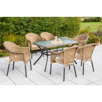 GARTENTISCHGRUPPE Aluminium  - Graphitfarben/Naturfarben, ROMANTIK / LANDHAUS, Kunststoff/Metall (150/85/74cm) - Gardenson