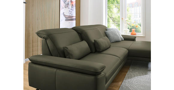 ECKSOFA in Echtleder Grau, Grün 332/193 cm - Schwarz/Grau, Design, Leder/Metall (332/193cm) - Dieter Knoll