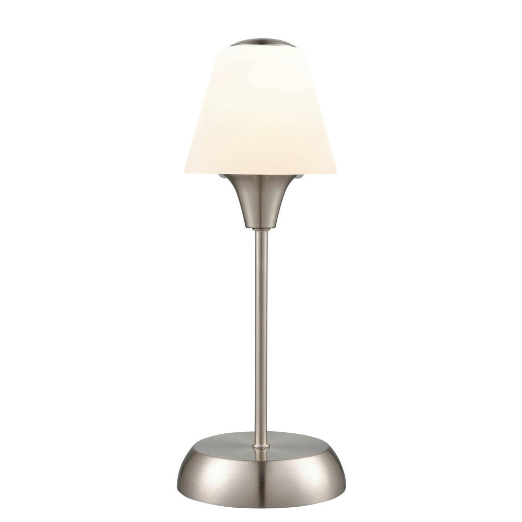 Tischlampe Elena Nickelfarben/ Milchglas mit Touchfunktion
