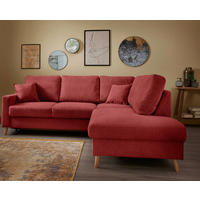 ECKSOFA in Chenille Rot  - Rot/Naturfarben, Modern, Holz/Textil (230/200cm) - Livetastic