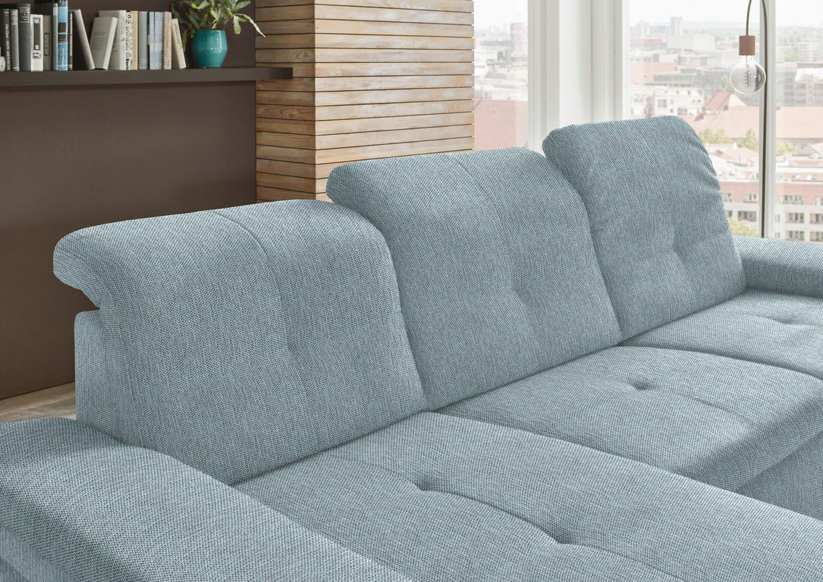 ECKSOFA in Flachgewebe Türkis  - Türkis/Schwarz, Design, Textil/Metall (174/297cm) - Beldomo Style