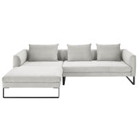 ECKSOFA in Cord Hellgrau  - Hellgrau/Schwarz, Konventionell, Textil/Metall (178/284cm) - Hom`in