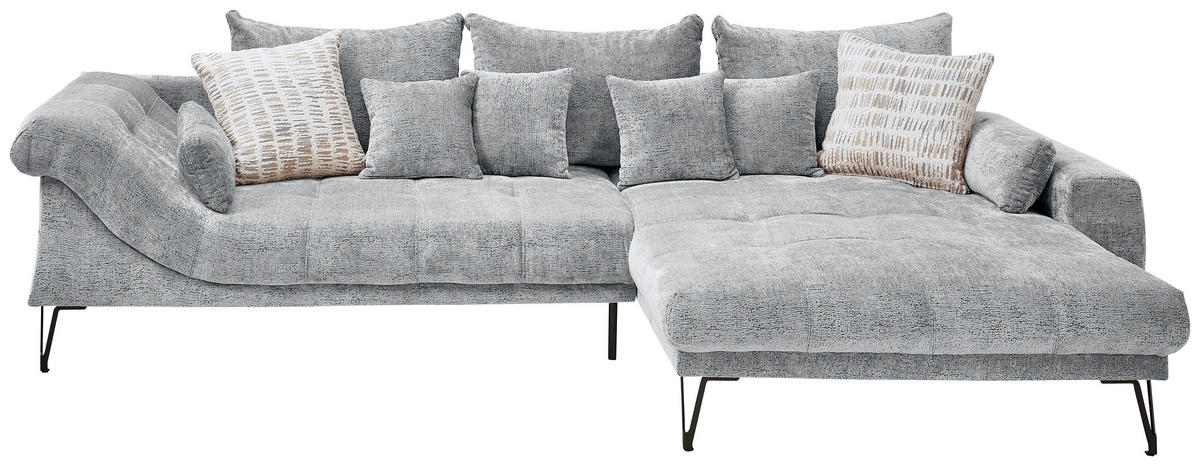 ECKSOFA Chenille Hellblau  - Schwarz/Hellblau, Konventionell, Textil/Metall (310/192cm) - Livetastic
