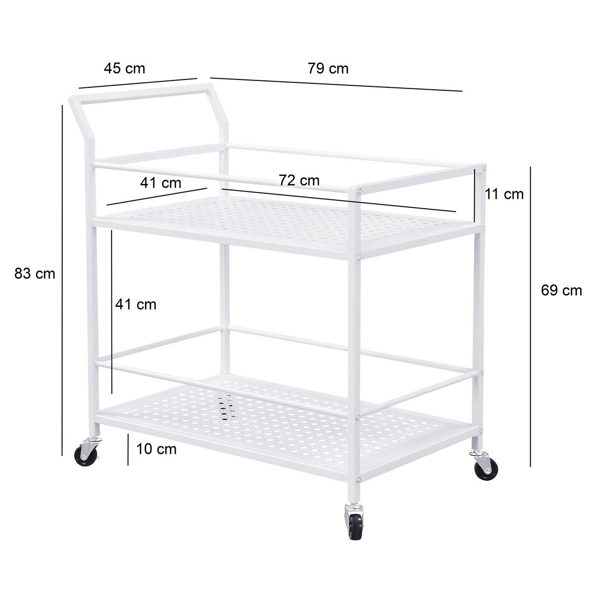 Cărucior Pentru Servit in alb  - alb, Design, plastic/metal (79/45/83cm) - MID.YOU